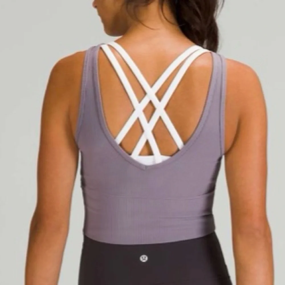 Lululemon Power Pivot Tank Top *Rib Dusky Lavender Purple Gray Reversible Sz 2